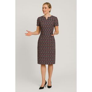 NWT.$2290 Oscar de la Renta Short-Sleeve Check Tweed Sheath Dress Sz 2